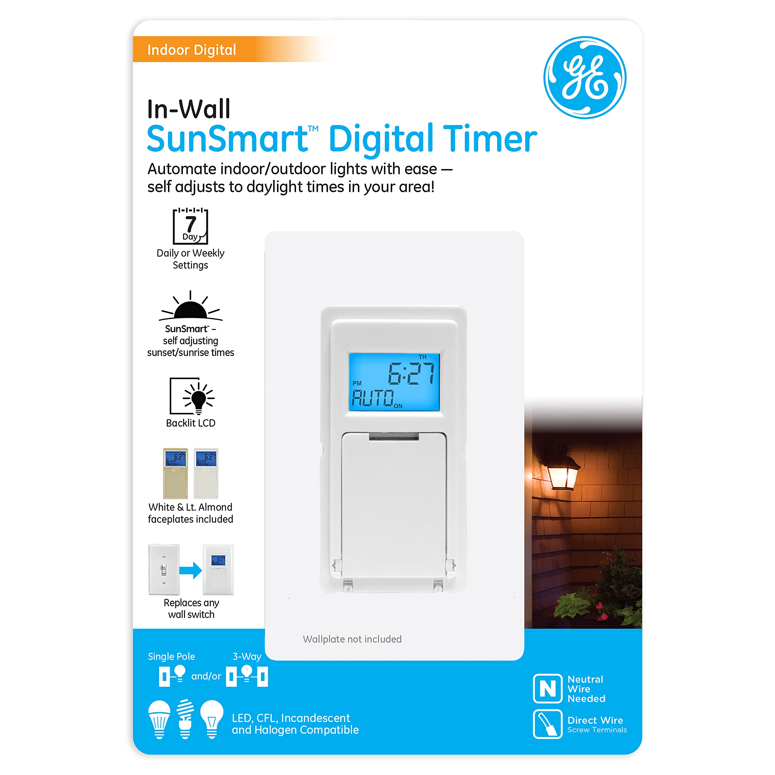 Amazon.com: GE SunSmart Digital In-Wall Timer - Daily ON/OFF